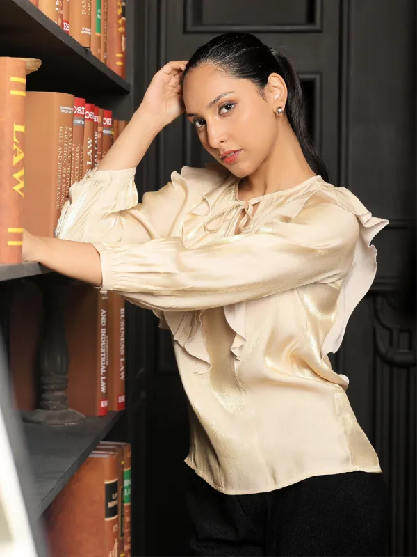 Elira Ruffle Detail Top - Yellow sold by Salt Attire