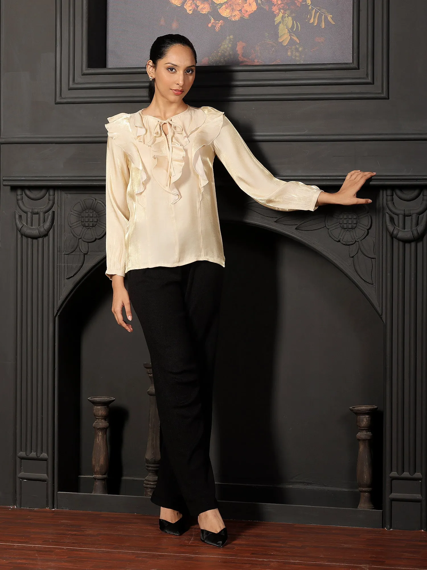 Elira Ruffle Detail Top - Yellow sold by Salt Attire product image thumbnail 2