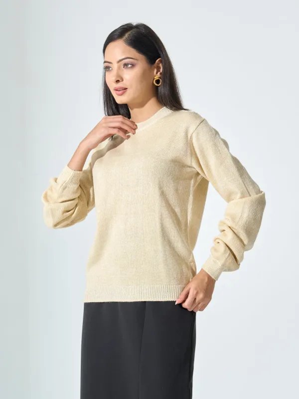 Lissa Lurex Knit Sweater - Cream sold by Salt Attire
