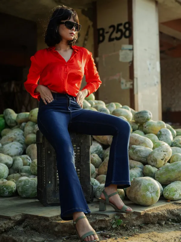 Kylie Mid Rise Bootcut Jeans - Indigo Blue sold by Salt Attire