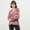 Mosaic Berry Geometric V Neck Top - Multicolor sold by Salt Attire
