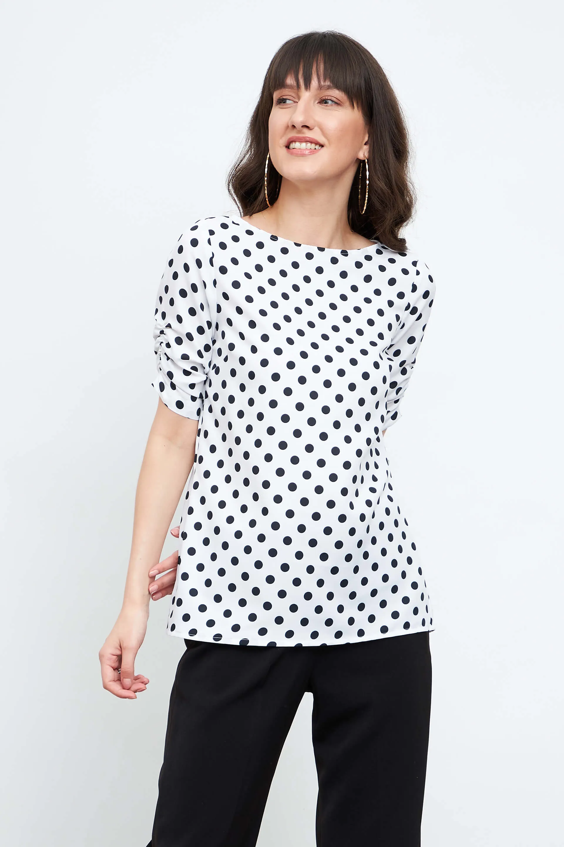 Dory Ruched sleeve Top - Polka Print sold by Salt Attire product image thumbnail 4