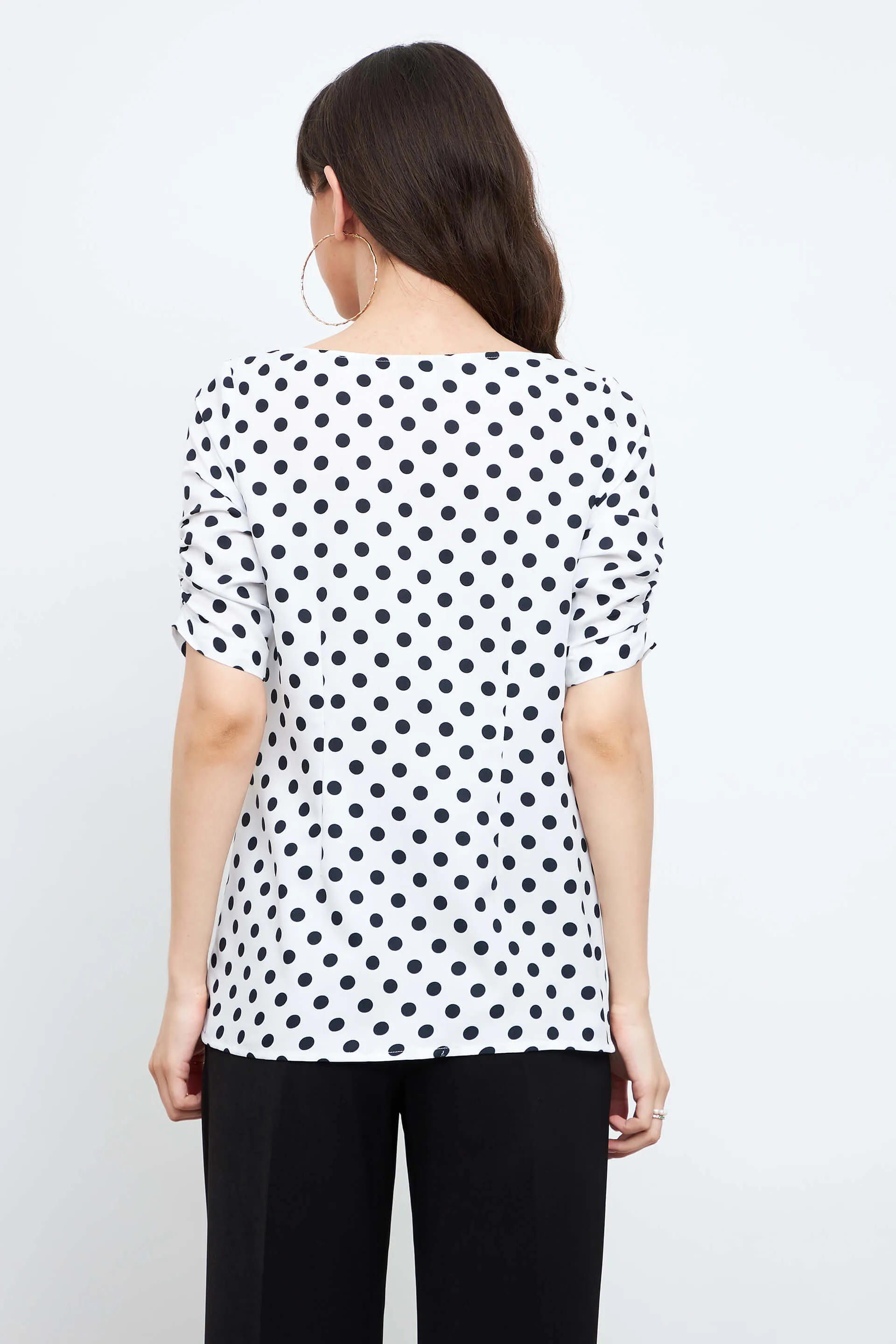 Dory Ruched sleeve Top - Polka Print sold by Salt Attire product image thumbnail 5