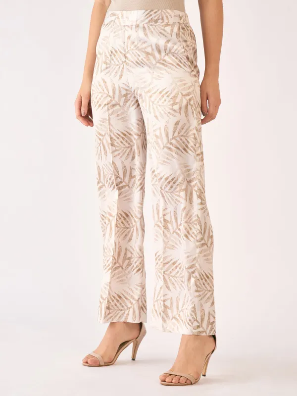 Raphia Tropical Wide Legged Trousers - Beige sold by Salt Attire