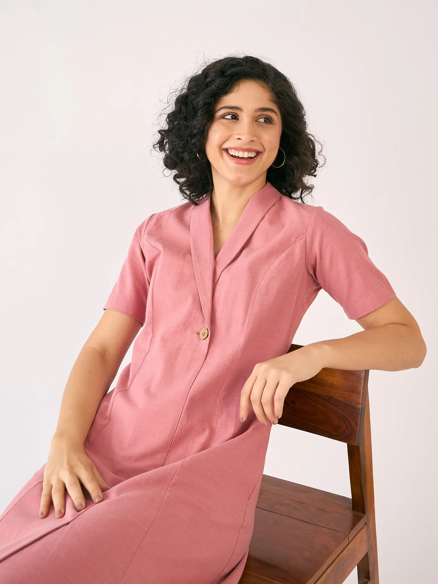 May Shawl Collared Dress - Dusty Pink sold by Salt Attire product image thumbnail 4