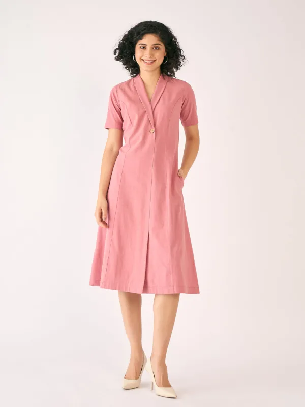May Shawl Collared Dress - Dusty Pink sold by Salt Attire