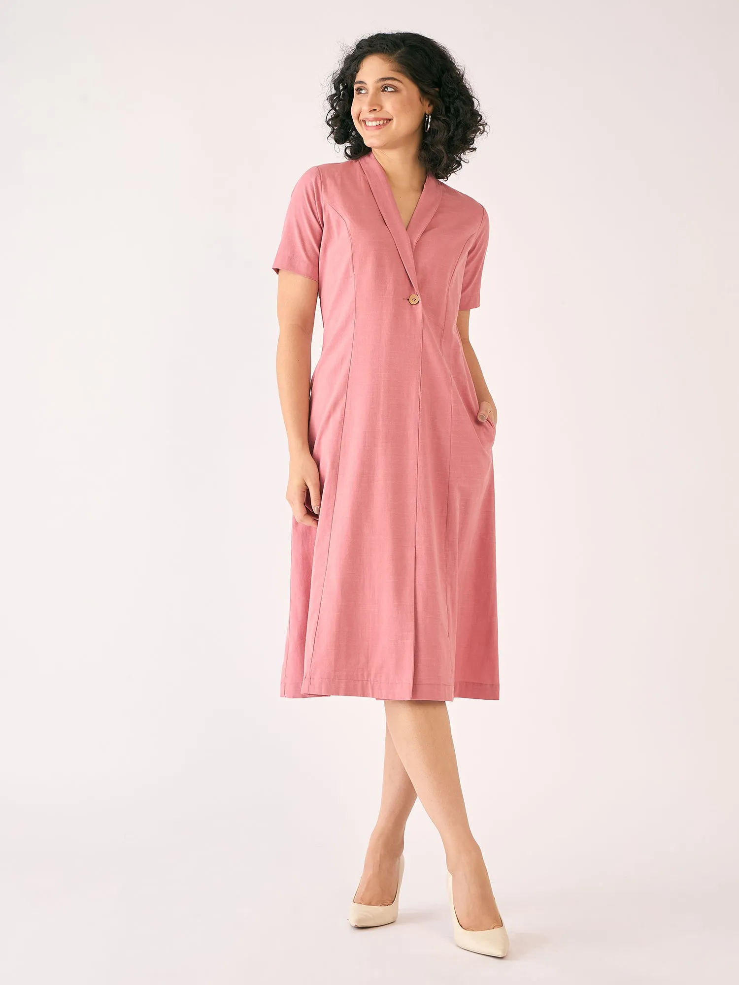 May Shawl Collared Dress - Dusty Pink sold by Salt Attire product image thumbnail 5