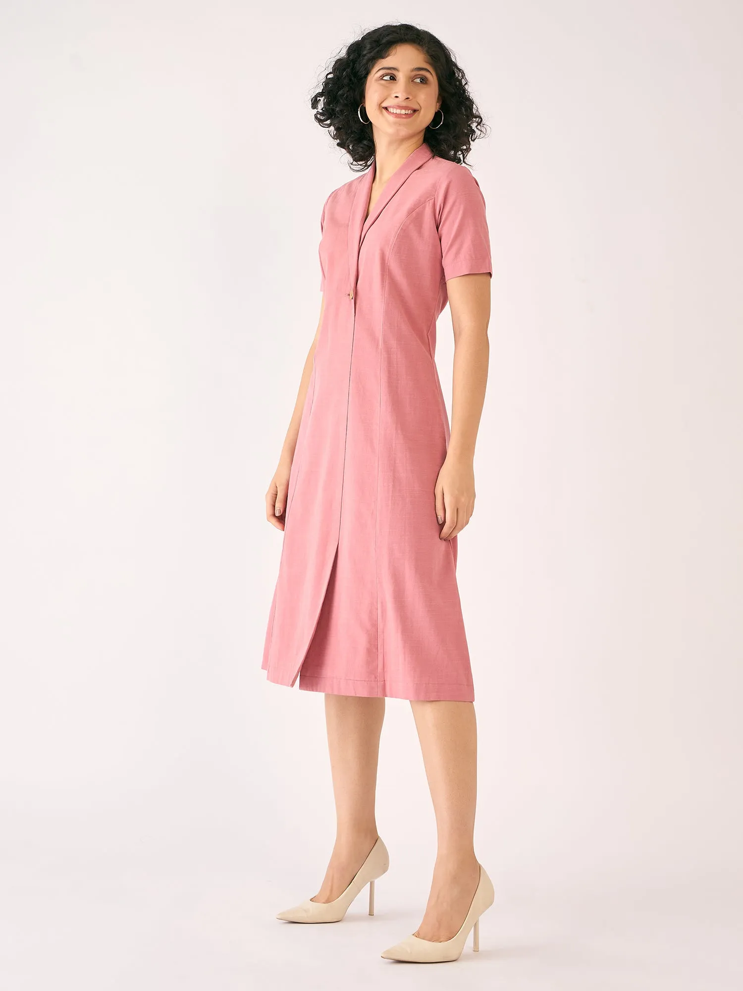 May Shawl Collared Dress - Dusty Pink sold by Salt Attire product image thumbnail 2