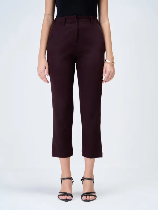 Savant High Rise Straight Fit Pants-Dark Brown sold by Salt Attire