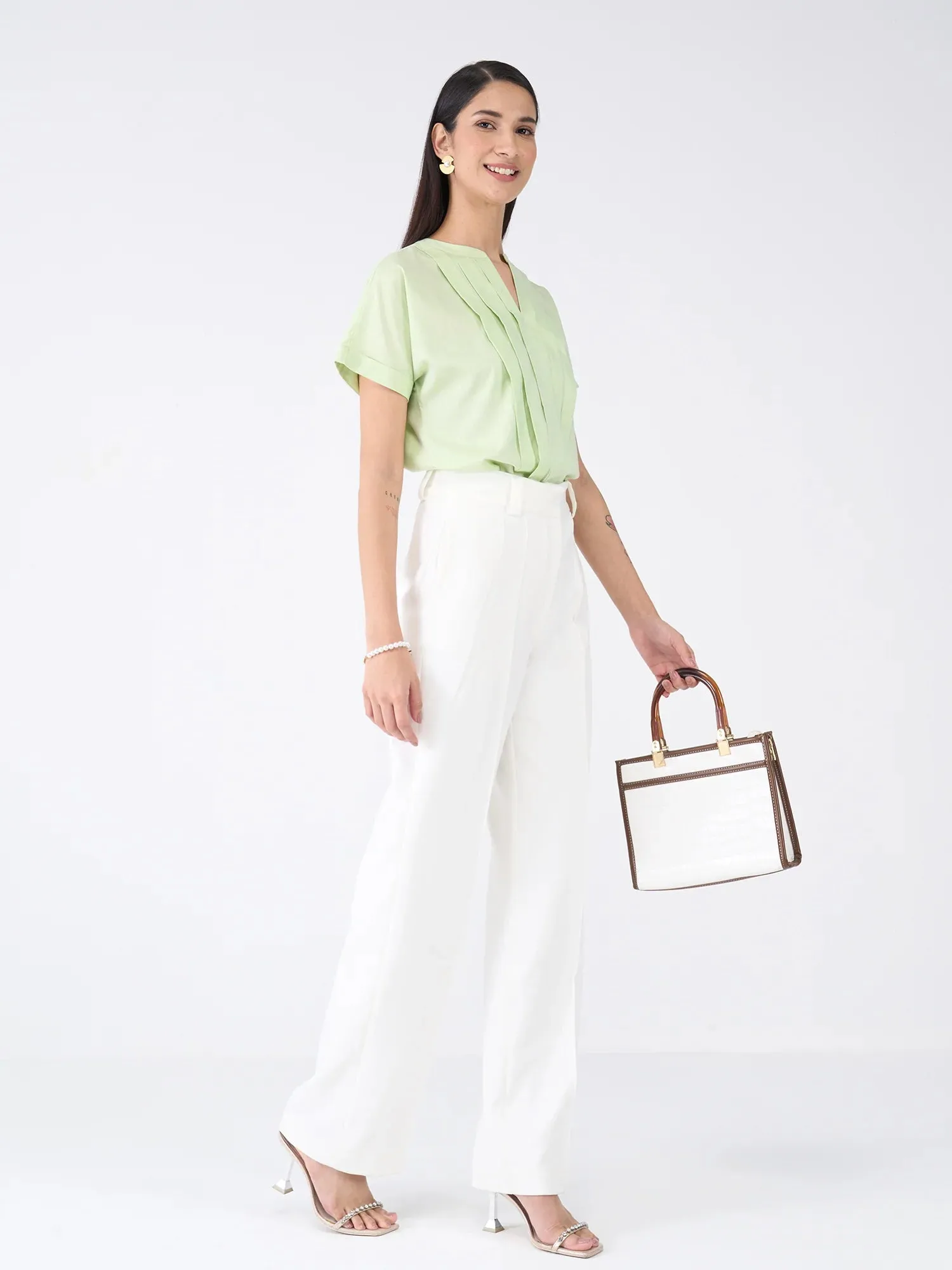 Mulled Wine Pleated Top-Fresh Green sold by Salt Attire product image thumbnail 4