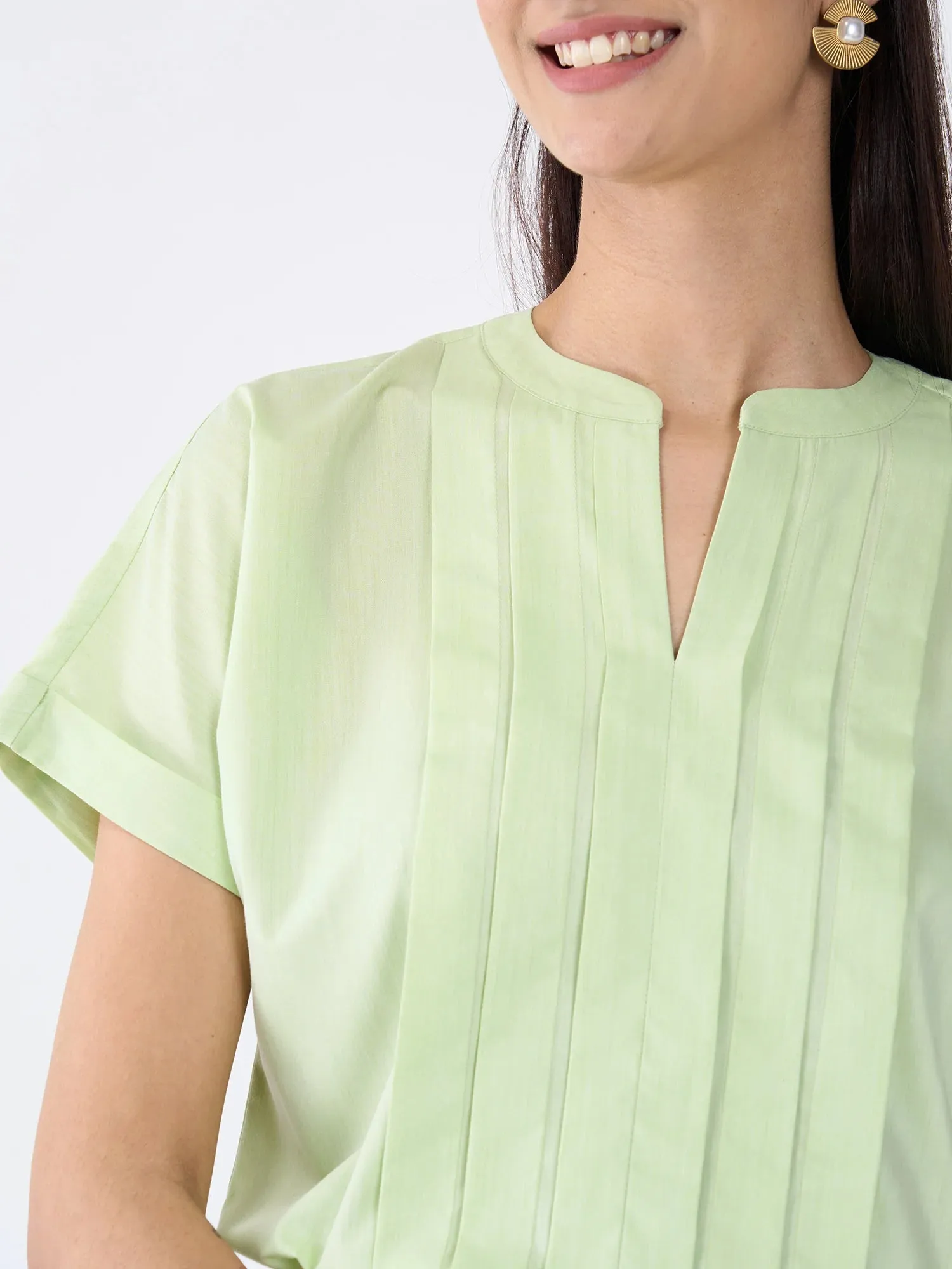 Mulled Wine Pleated Top-Fresh Green sold by Salt Attire product image thumbnail 3