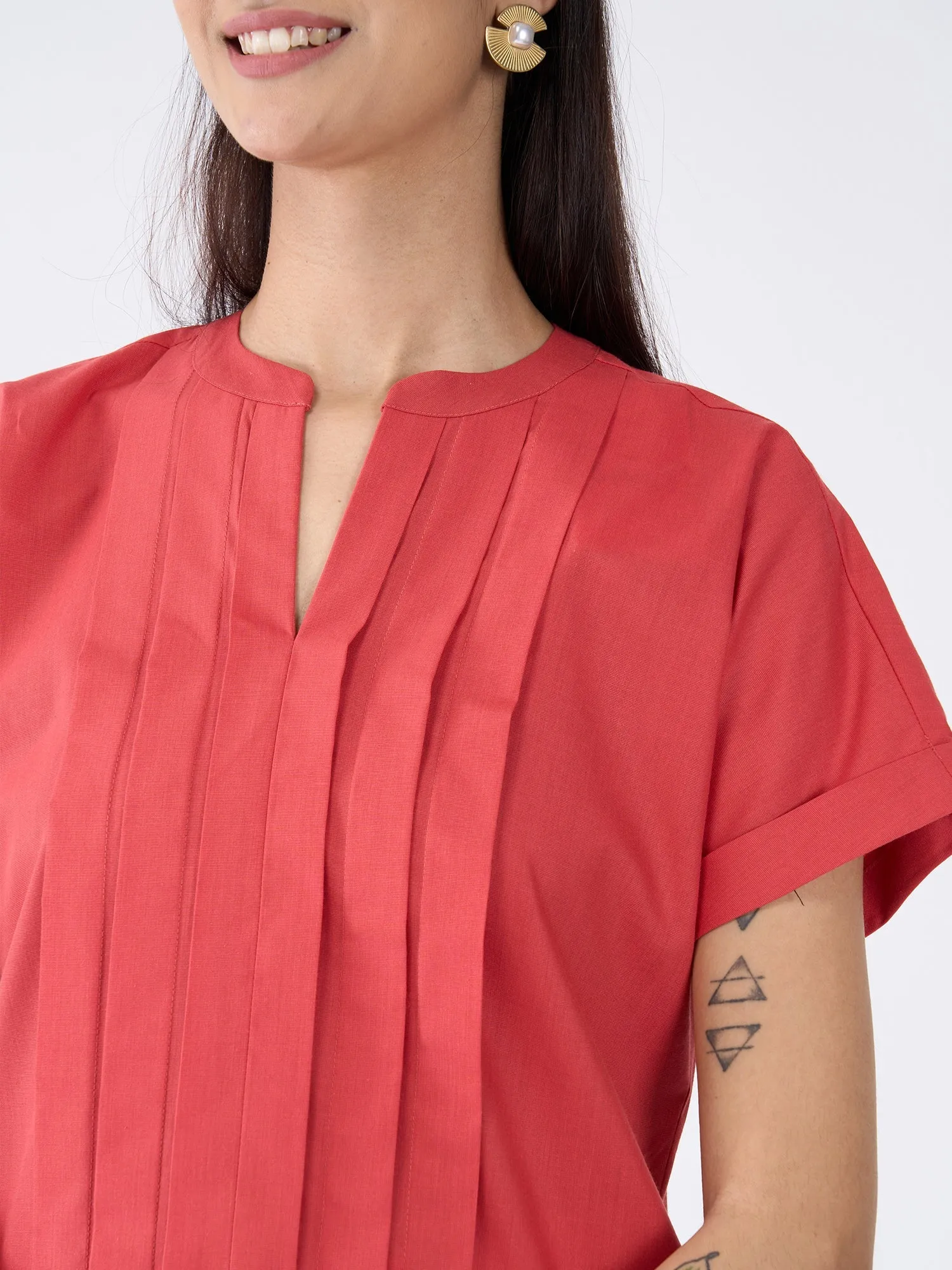 Mulled Wine Pleated Top-Candy Red sold by Salt Attire product image thumbnail 3