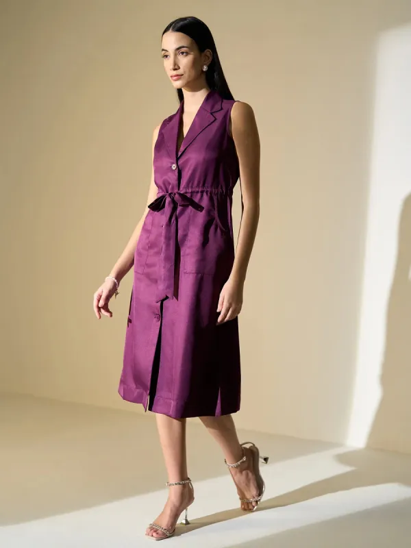 Salento Collared Cord Dress-Purple sold by Salt Attire
