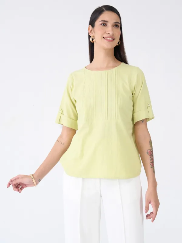 Botanica Pintuck Detail Top-Pastel Green sold by Salt Attire