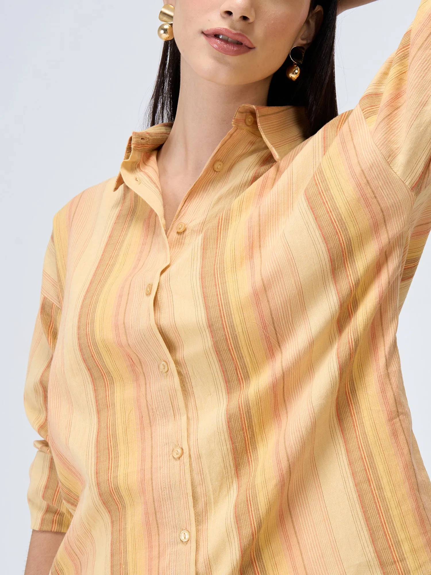 Isle Striped Button Down Shirt-Mustard/Orange sold by Salt Attire product image thumbnail 3