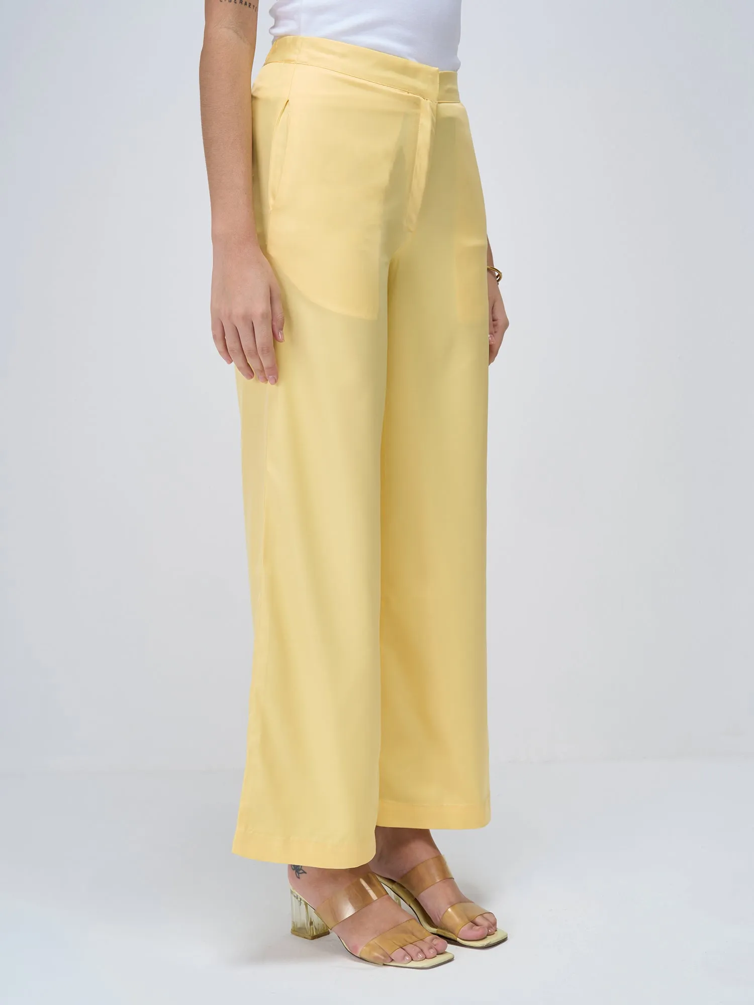 Mercer Mid Rise Wide Legged Trousers - Lemon Yellow sold by Salt Attire product image thumbnail 5