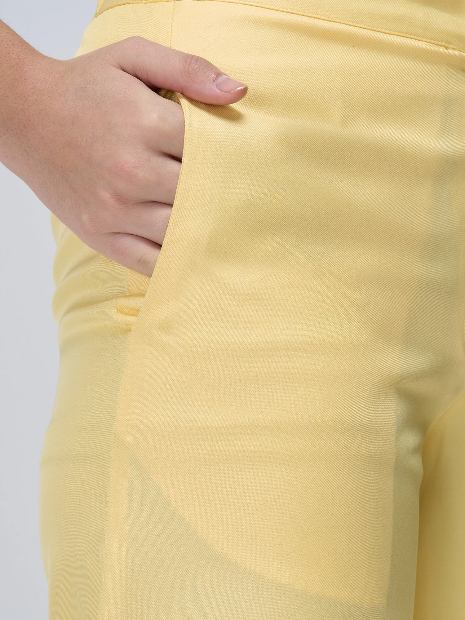 Mercer Mid Rise Wide Legged Trousers - Lemon Yellow sold by Salt Attire product image thumbnail 2