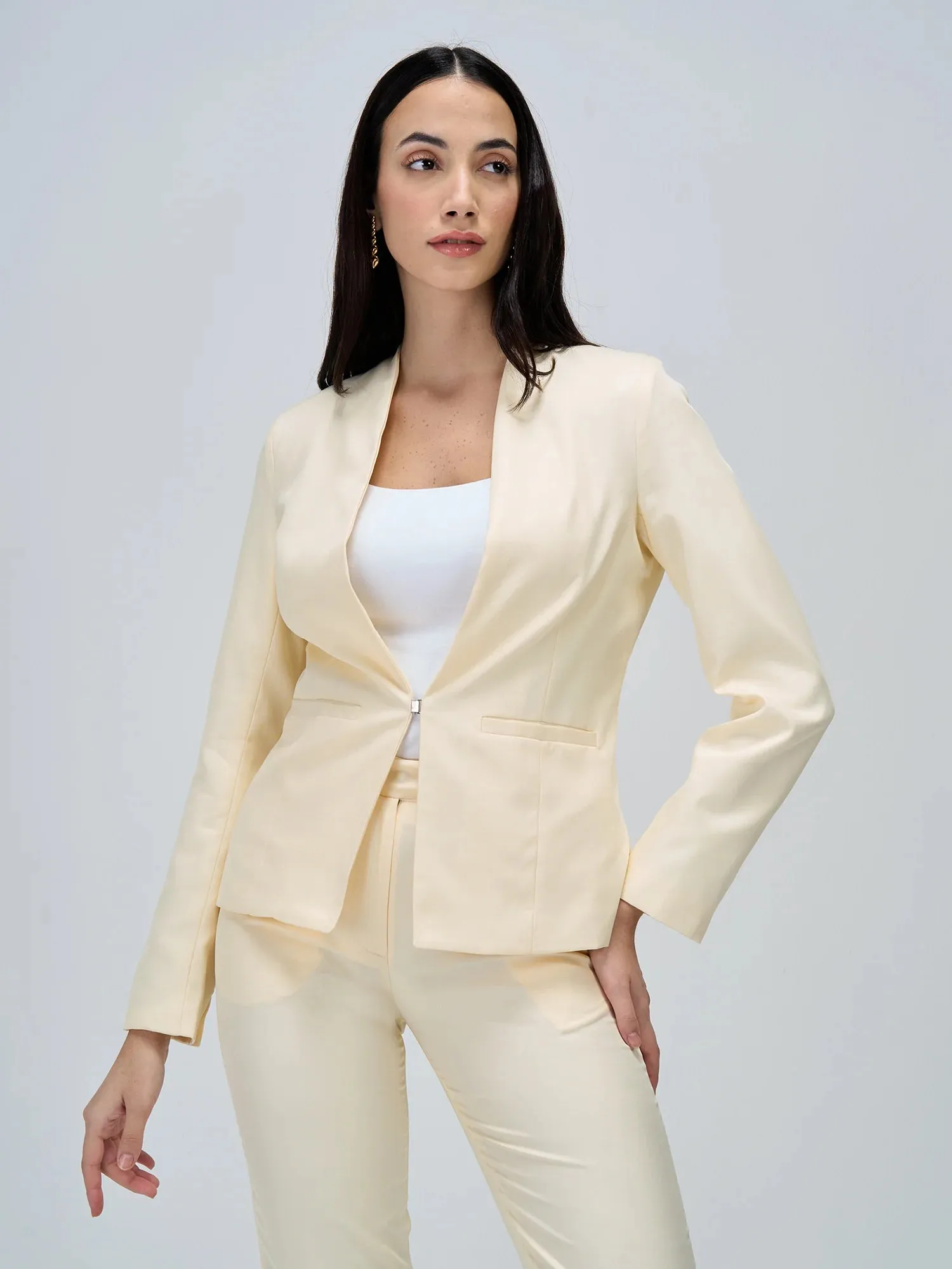 Witty Clean Front Blazer-Cream sold by Salt Attire product image thumbnail 4