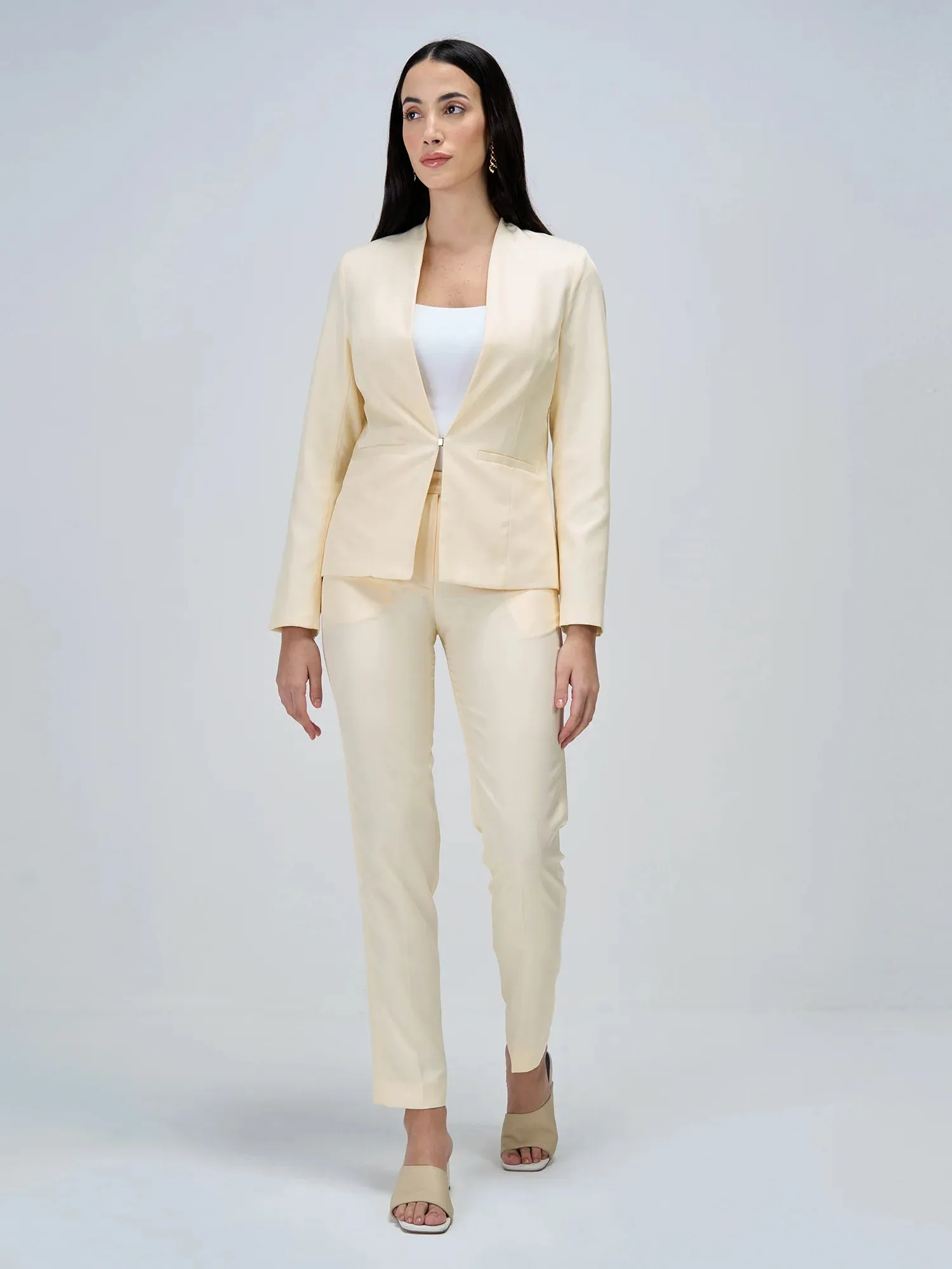 Witty Clean Front Blazer-Cream sold by Salt Attire