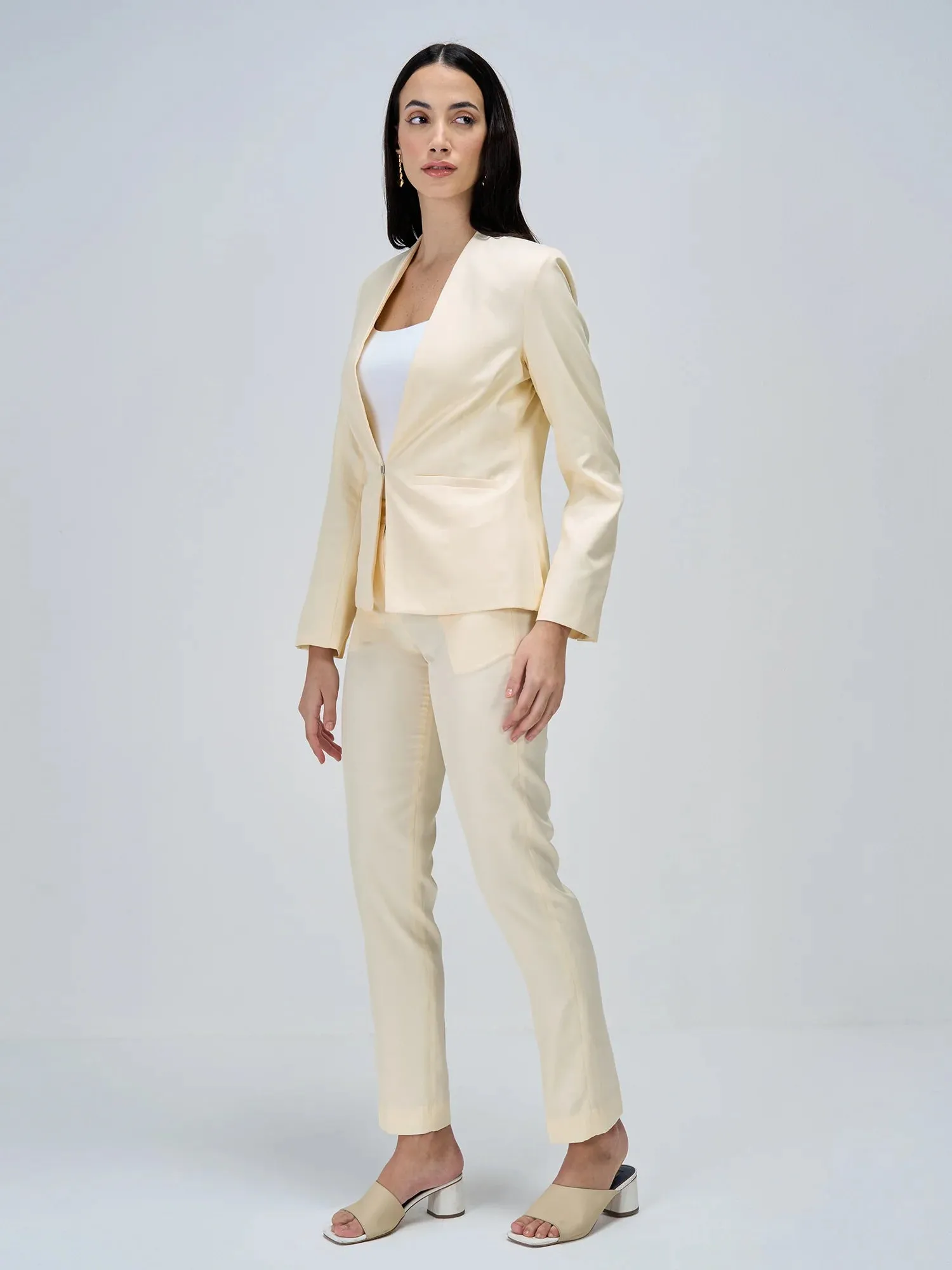 Witty Clean Front Blazer-Cream sold by Salt Attire product image thumbnail 5