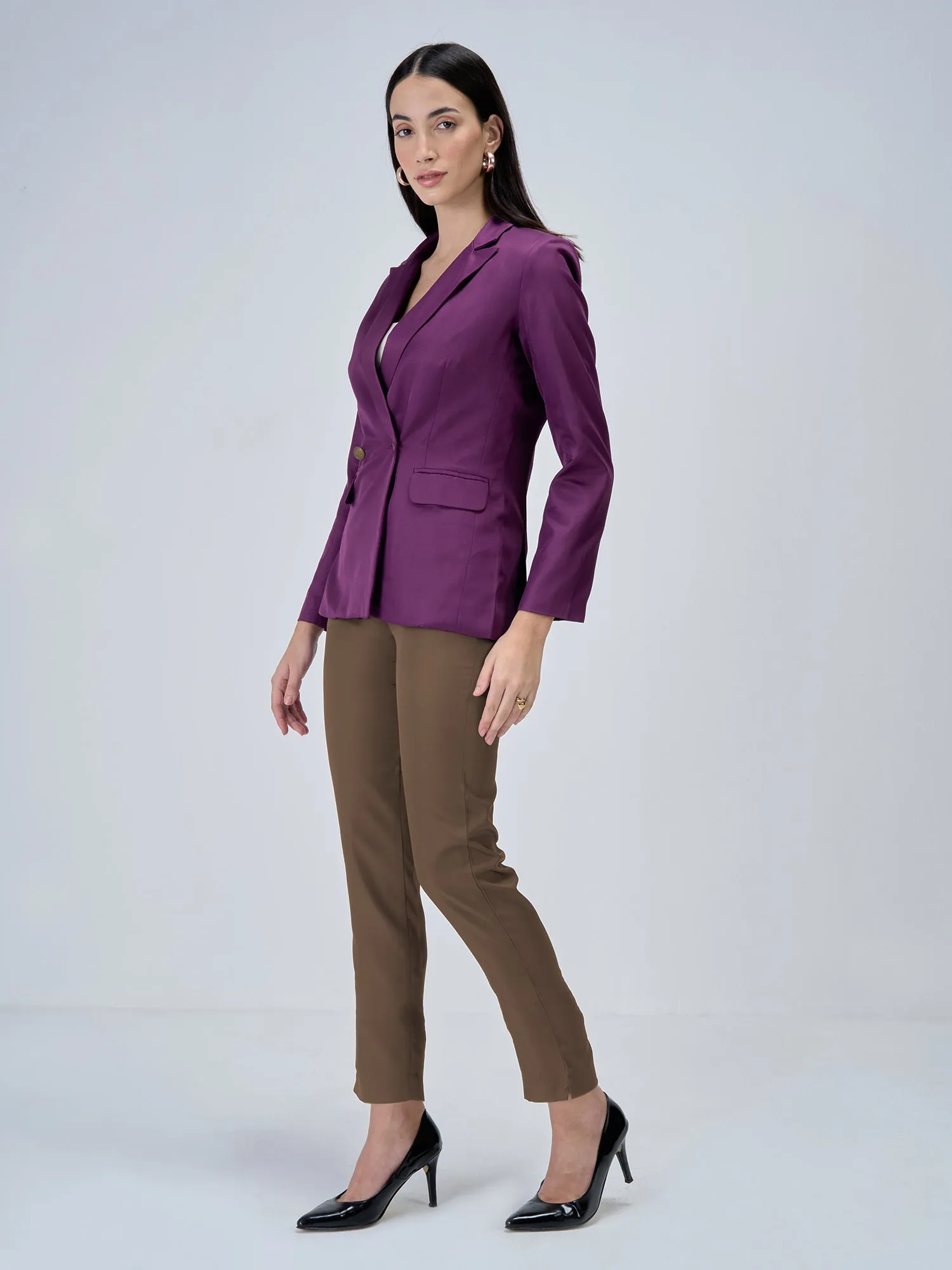 Lumi Mid Rise Slim Fit Trousers-Umber Green sold by Salt Attire product image thumbnail 5