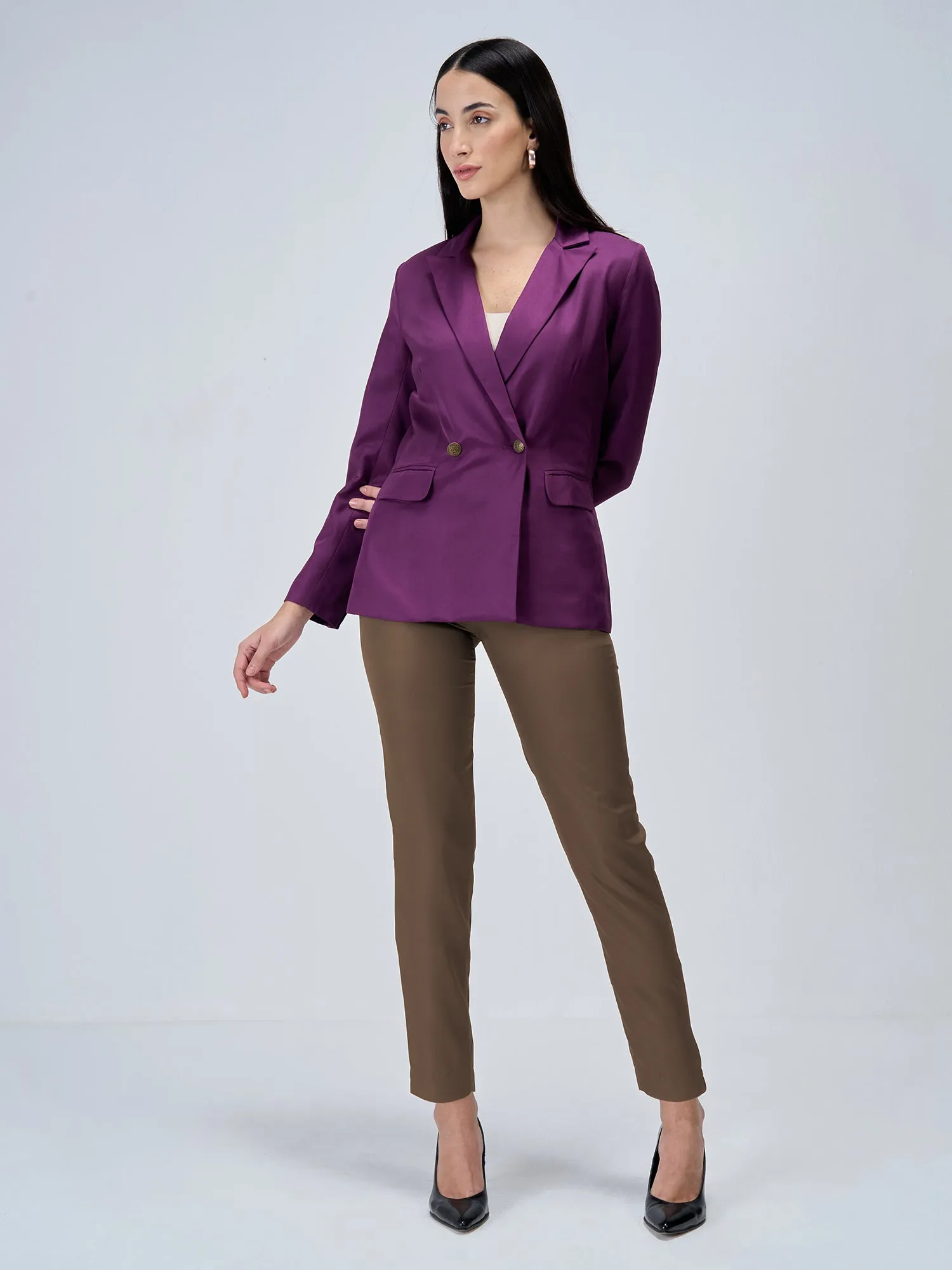 Lumi Mid Rise Slim Fit Trousers-Umber Green sold by Salt Attire product image thumbnail 2