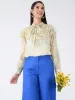 Honeycup Floral Ruffled Top-Yellow/Blue sold by Salt Attire