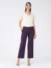 Tirana Striped Mid Rise Straight Trousers-Purple/White sold by Salt Attire