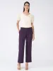 Tirana Striped Mid Rise Straight Trousers-Purple/White sold by Salt Attire