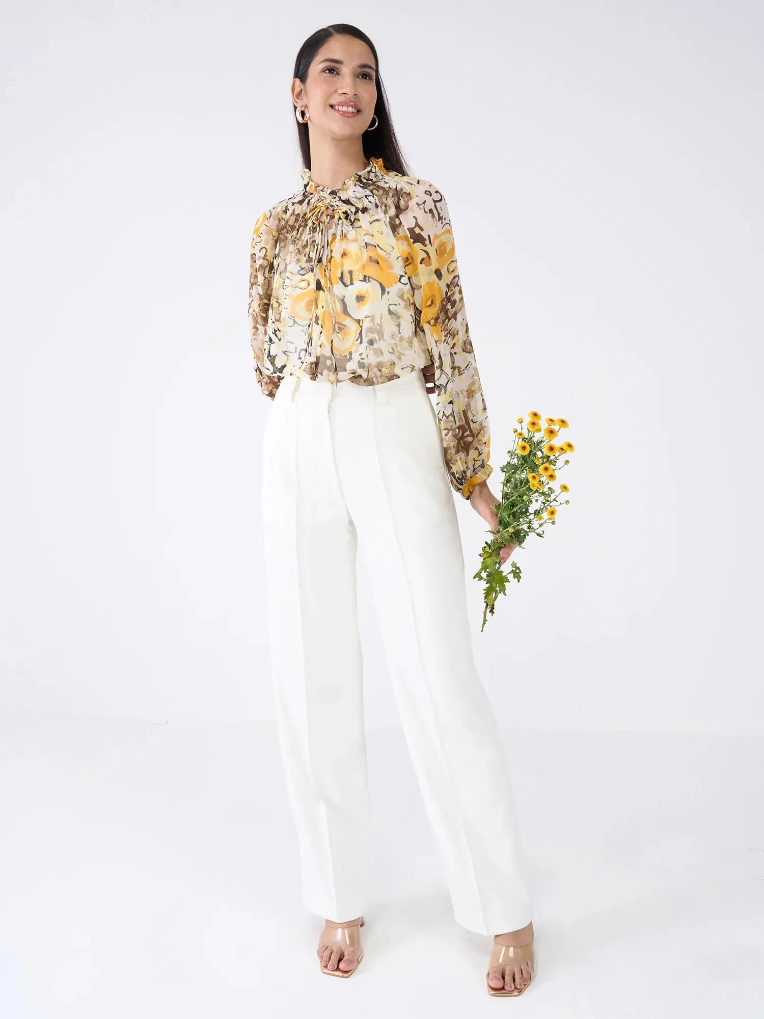 Mossy Floral Smocked Neckline Top-Multicolor sold by Salt Attire product image thumbnail 4