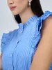 Aquarelle Striped Ruffled Button Down Top - Blue & White sold by Salt Attire