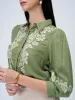 Serene Sage Embroidered Shirt - Olive & White sold by Salt Attire