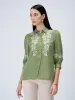 Serene Sage Embroidered Shirt - Olive & White sold by Salt Attire
