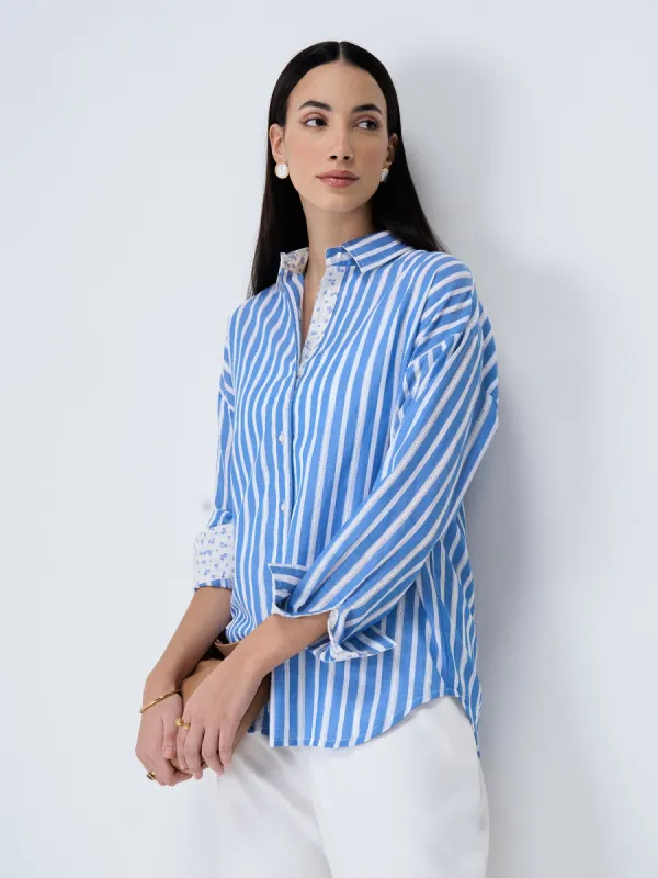 Seafarer Striped Button Down Shirt-Blue & White sold by Salt Attire