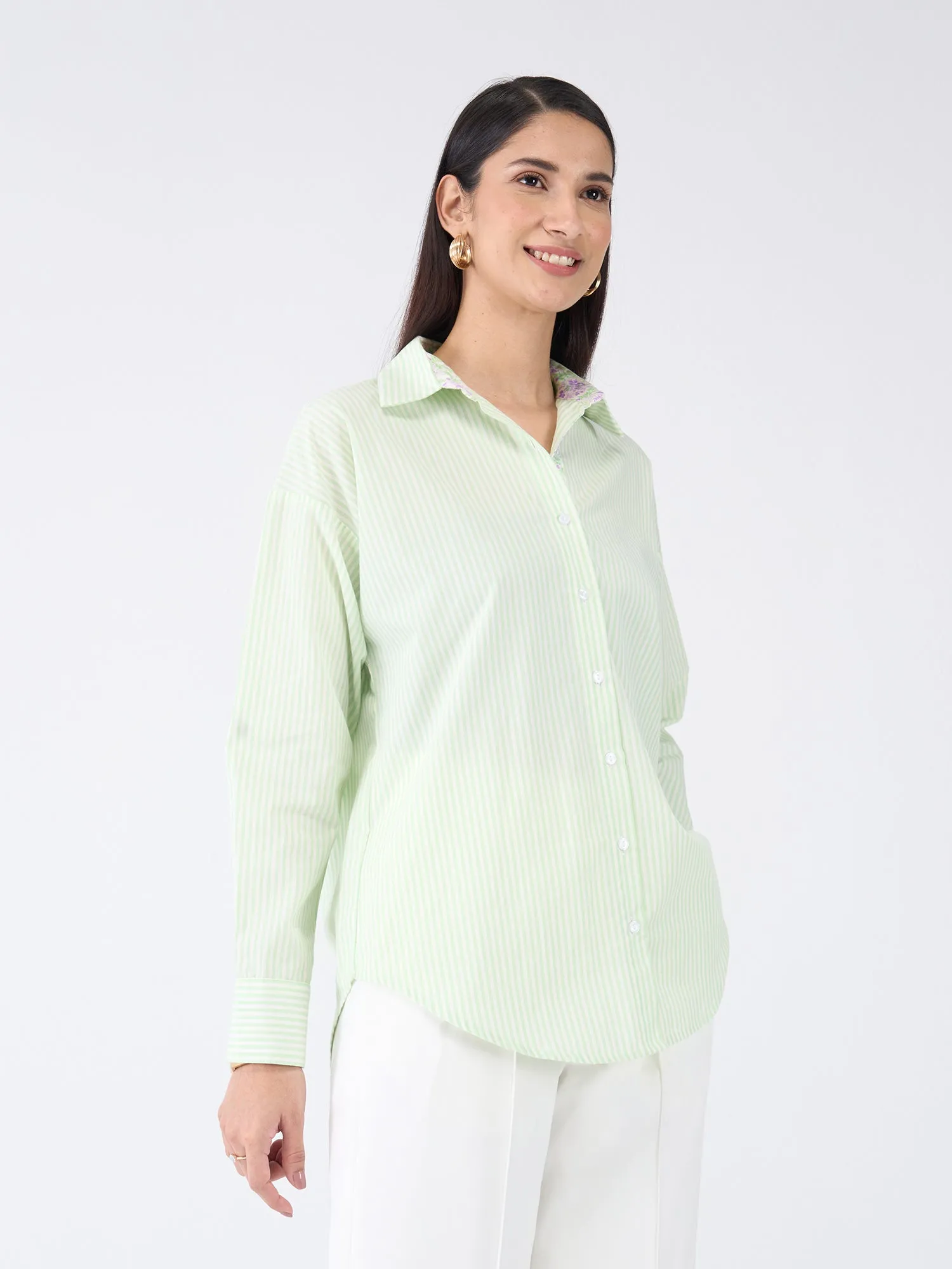 Epsom Striped Button Down Shirt - Green sold by Salt Attire product image thumbnail 2