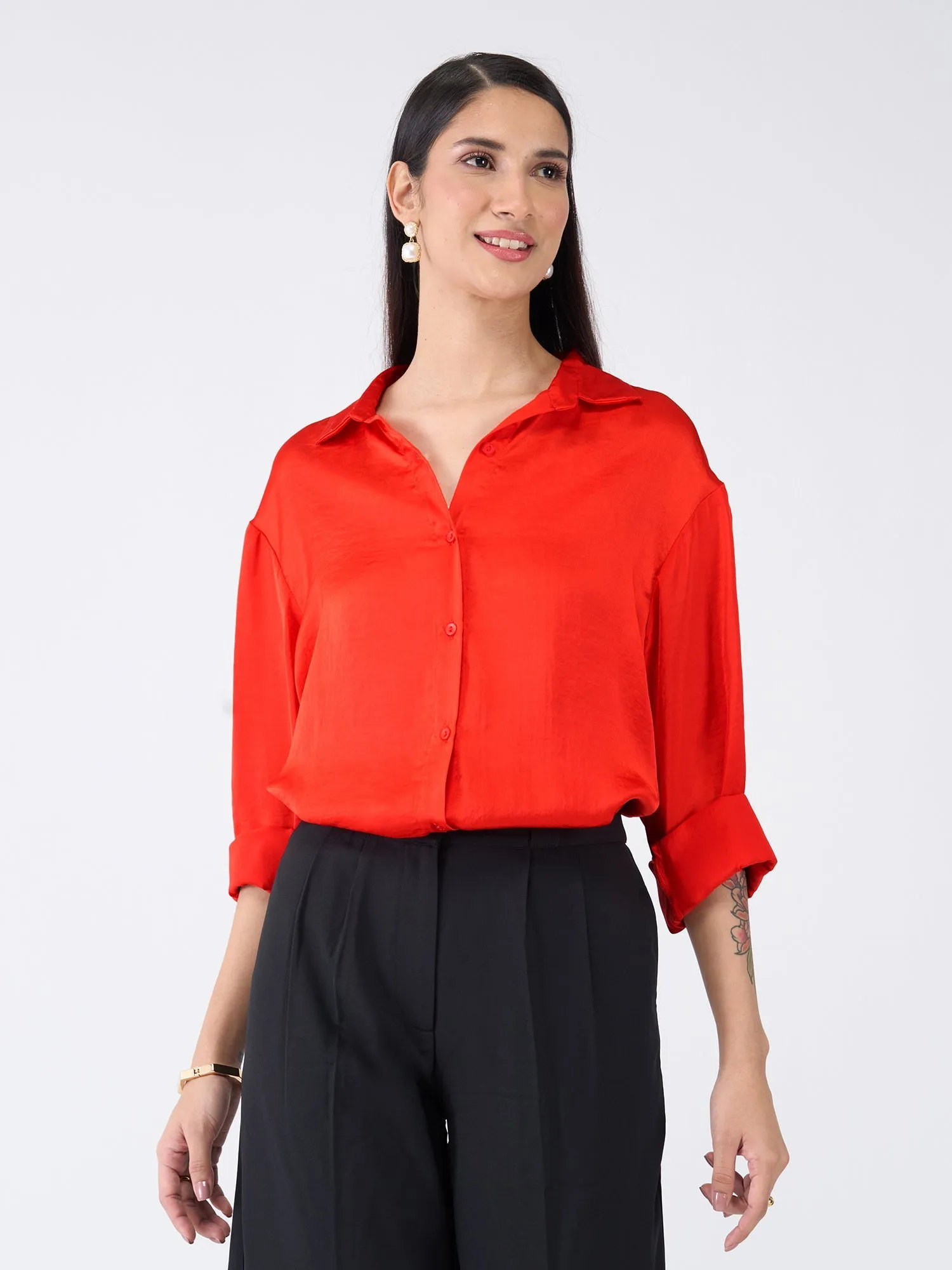 Cheri Button Down Shirt-Red sold by Salt Attire