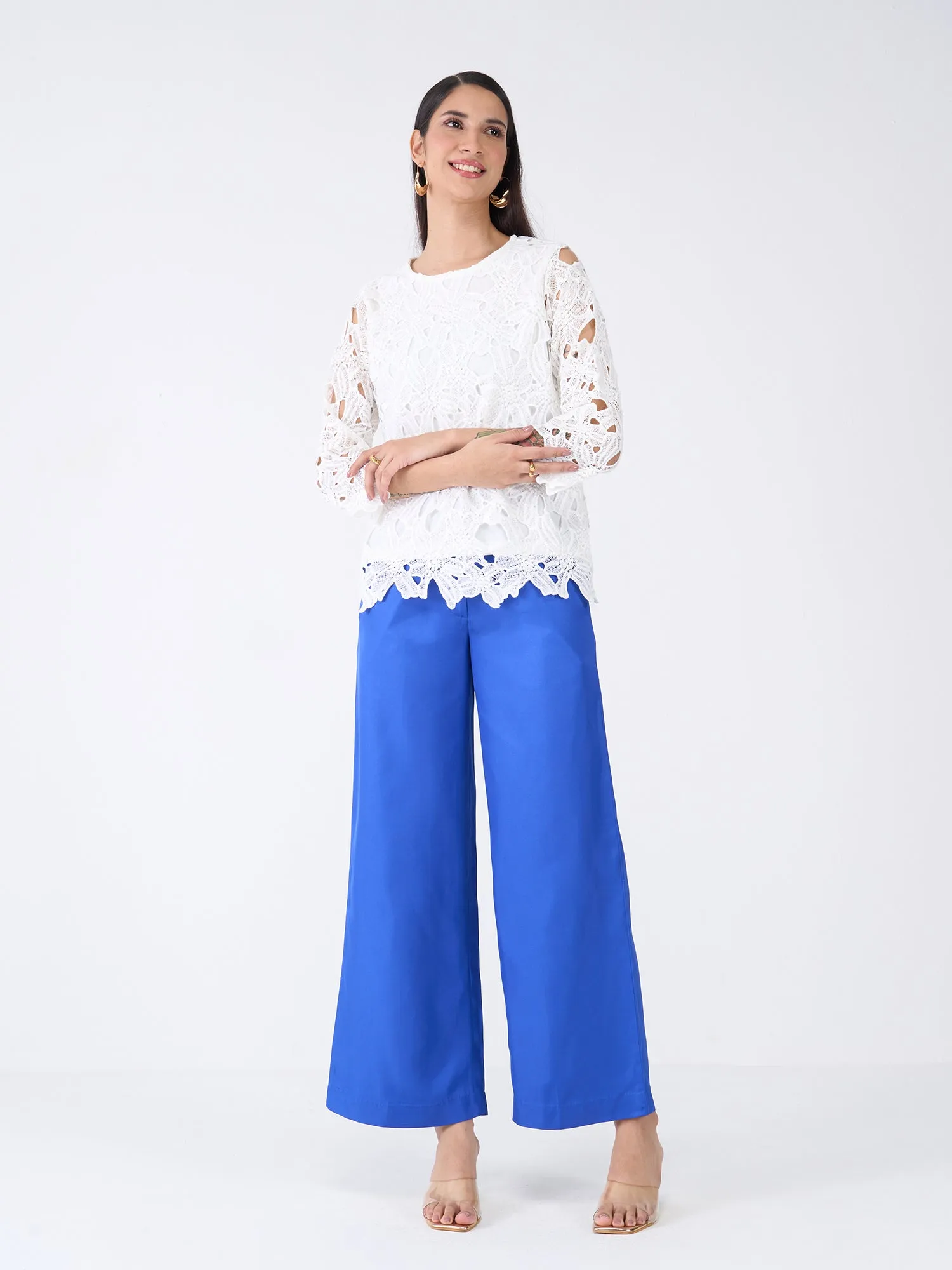 Mercer Mid Rise Wide Legged Trousers-Dark Blue sold by Salt Attire product image thumbnail 4