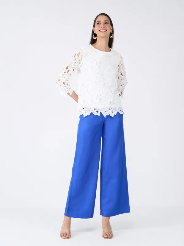 Mercer Mid Rise Wide Legged Trousers-Dark Blue sold by Salt Attire