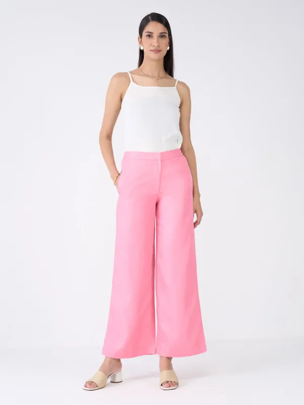 Mercer Mid Rise Wide Legged Trousers-Candy Pink sold by Salt Attire