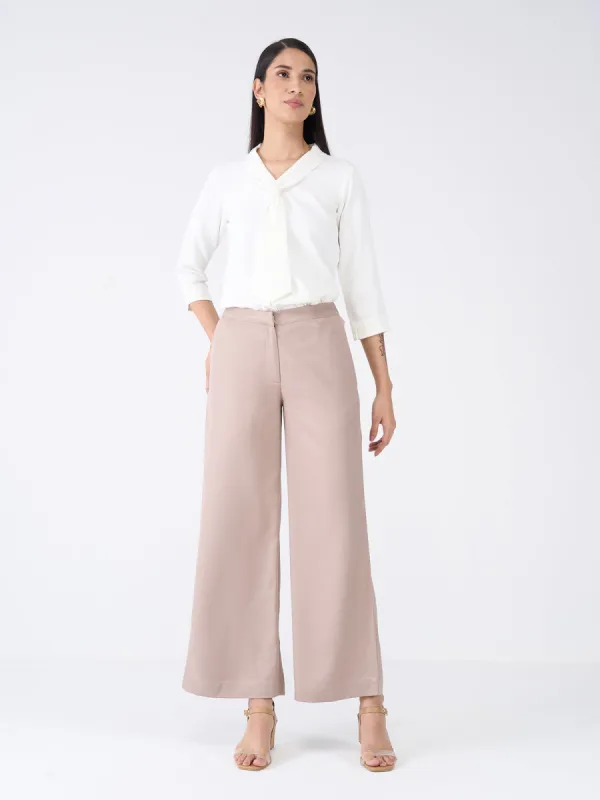 Mercer Mid Rise Wide Legged Trousers-Taupe sold by Salt Attire