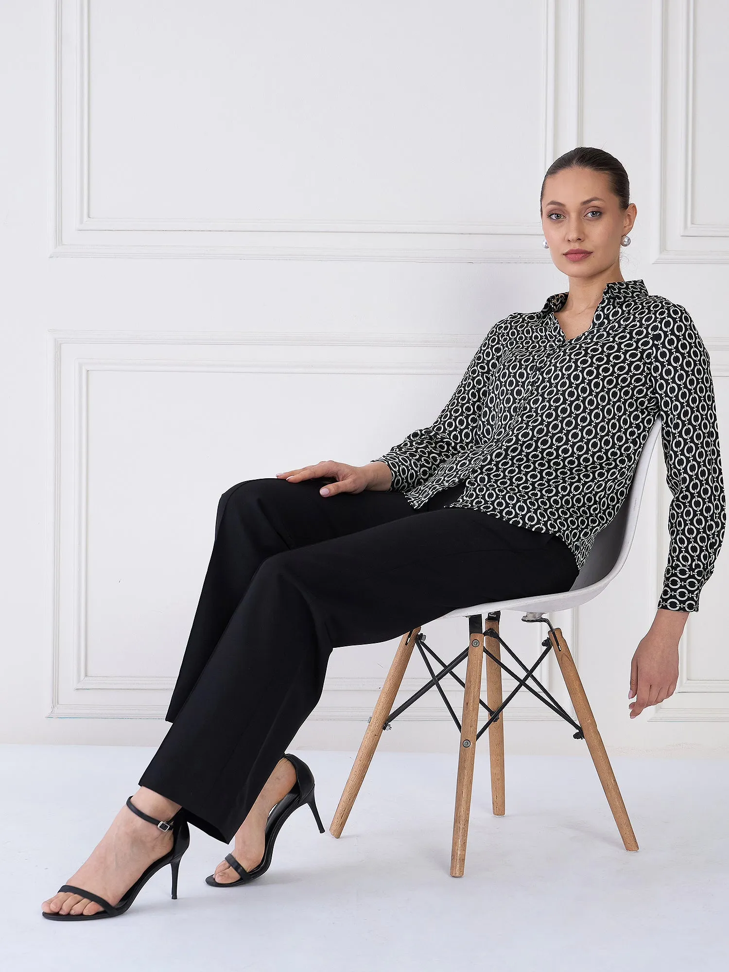 Orbit Geometric Button Down Shirt - Black & Ivory sold by Salt Attire product image thumbnail 4