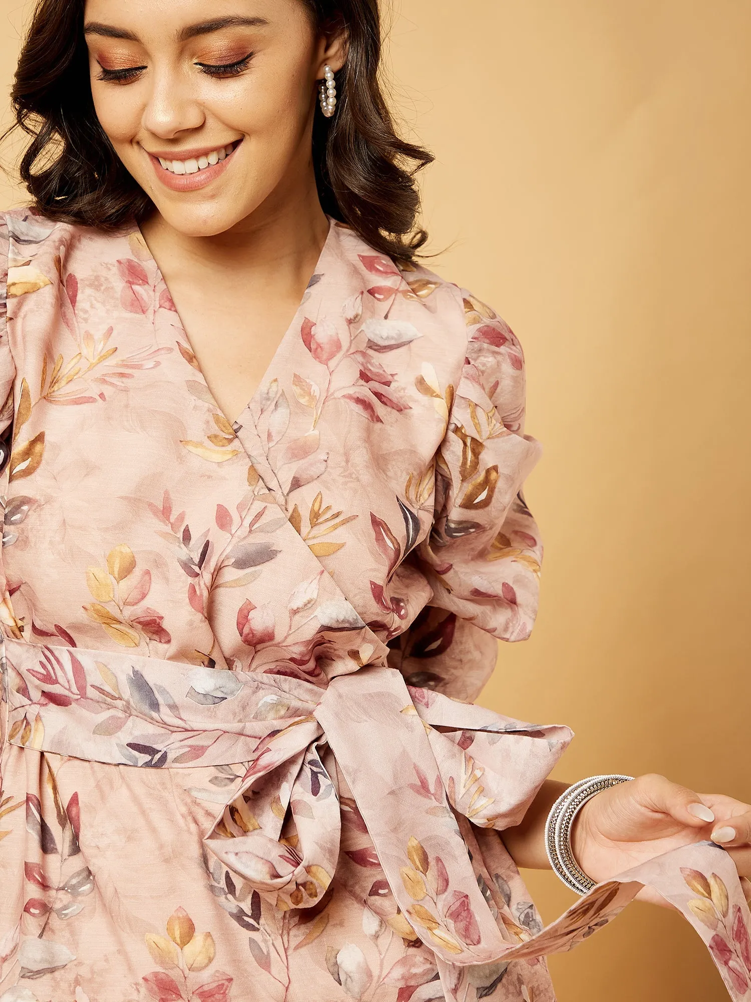 Paakhi Wrap Top Tropical Wrap Top-Peach sold by Salt Attire product image thumbnail 3