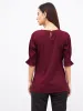 Lychee Smocked Sleeves Top-Maroon sold by Salt Attire