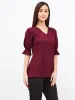Lychee Smocked Sleeves Top-Maroon sold by Salt Attire