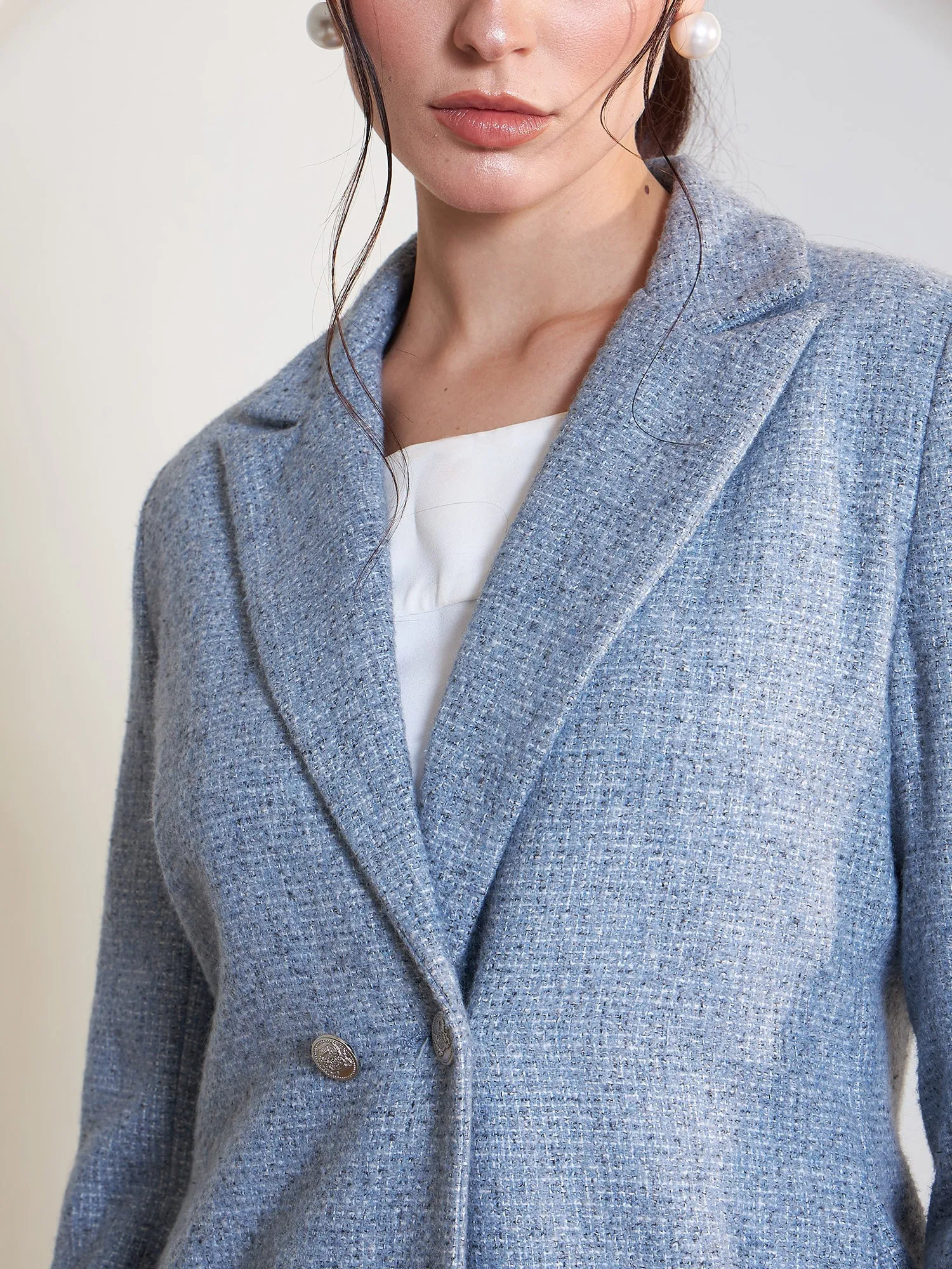 Sloane Double Breasted Tweed Blazer-Blue sold by Salt Attire product image thumbnail 3