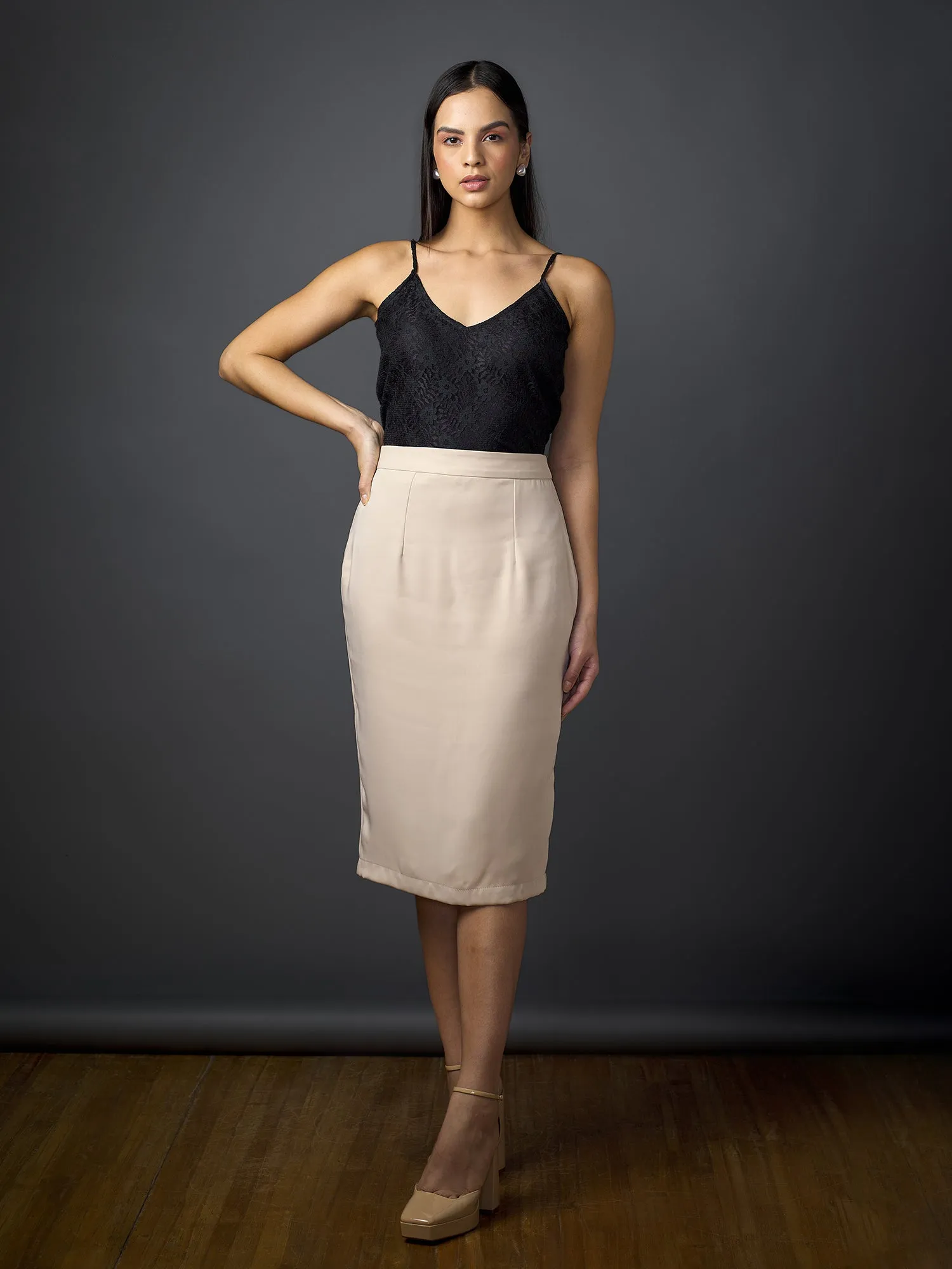 Ruth Longline Pencil Skirt-Ivory sold by Salt Attire