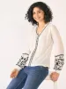 Harbor Embroidered V Neck Top-White/Black sold by Salt Attire