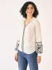 Harbor Embroidered V Neck Top-White/Black sold by Salt Attire