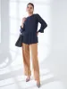 Panache-Navy Pintuck Detailing Top-Navy sold by Salt Attire