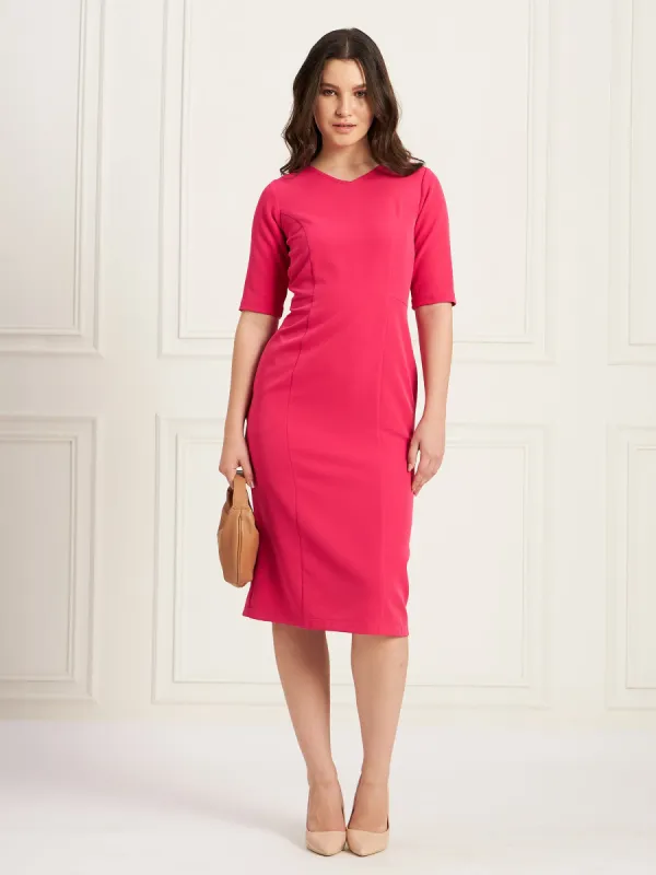 Sprightly Panelled Shift Dress-Ruby Pink sold by Salt Attire